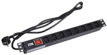 ITK PDU 8 розеток C13 с LED выкл 1U шнур 2м вилка в Хабаровске