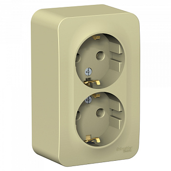 Розетка двойная BLANCA SE с заземлением с изоляционной пластиной накладная бежевая в Хабаровске