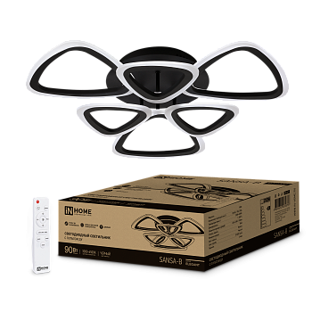 Светильник светодиодный ELEGANT SANSA-B 90Вт 230В 3000-6500K 7000Лм 650х650х130мм c пультом ДУ черный IN HOME в Хабаровске