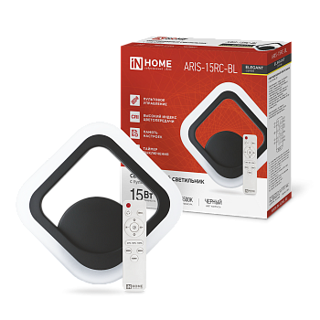 Светильник светодиодный ELEGANT ARIS-15RC-BL 15Вт 230В 3000-6500К 1200Лм пульт ДУ черный IN HOME в Хабаровске