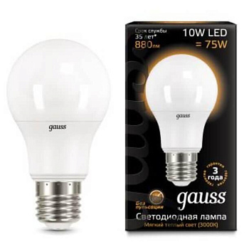 Лампа светодиодная LED-A60 10Вт E27 3000K 880Лм Black GAUSS в Хабаровске