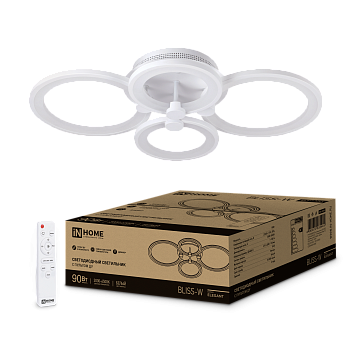 Светильник светодиодный ELEGANT BLISS-W 90Вт 230В 3000-6500K 7000Лм 610х400х130мм c пультом ДУ белый IN HOME в Хабаровске