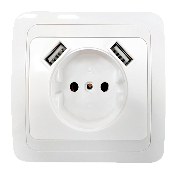 Розетка одинарная CLASSICO с двумя USB белая 2147 IN HOME в Хабаровске