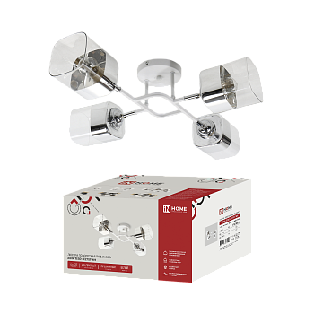 Светильник потолочный поворотный AURA TESO-4E27ST-WH 4хЕ27 прозрачные плафоны, белый корпус IN HOME в Хабаровске