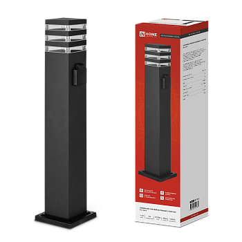 Светильник уличный напольный НБУ POLO-SP600WO-1xA60-BL алюминиевый 600мм с розеткой черный IP54 IN HOME в Хабаровске