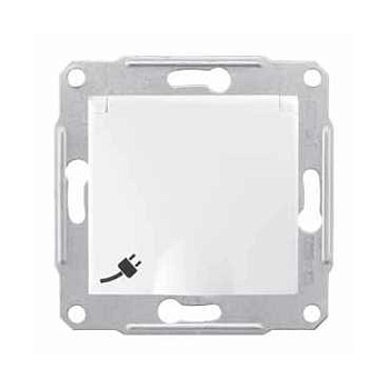 Розетка одинарная SEDNA Schneider Electric с крышкой со шторками с заземлением белая в Хабаровске