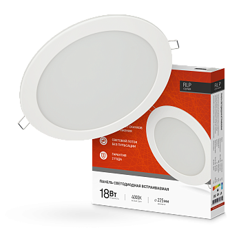 Панель светодиодная встраиваемая круглая RLP 18Вт 230В 4000К 1080Лм 225мм белая IP40 IN HOME в Хабаровске