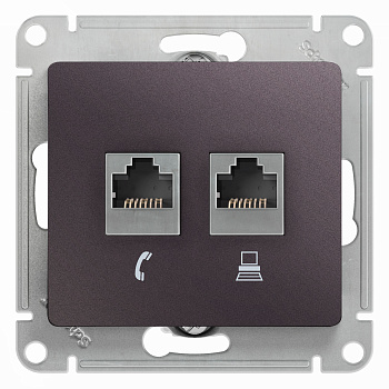 Розетка двойная телефонная компьютерная RJ11+RJ45 Glossa SE сиреневый туман в Хабаровске