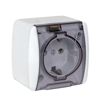 Розетка 1-местная 16А с заземлением с прозрачной крышкой Владивосток IP54 EKF в Хабаровске