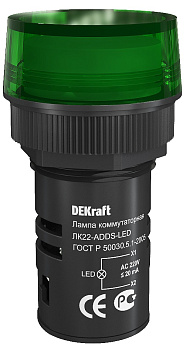 Лампа сигнальная ADDS D22 ЗЕЛЕНЫЙ LED 220В ЛK-22 DEKraft в Хабаровске