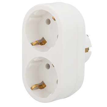 Двойник электрический 16А с заземлением белый REXANT в Хабаровске