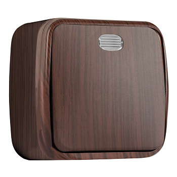 Выключатель 1-клавишный ОП Минск 10А с индикатором тёмное дерево EKF в Хабаровске