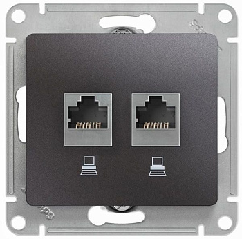 Розетка двойная компьютерная RJ45+RJ45 Glossa SE графит в Хабаровске