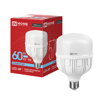 Лампа светодиодная LED-HP-PRO 60Вт 230В E27 с адаптером Е40 6500К 5700Лм IN HOME в Хабаровске
