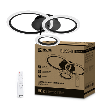 Светильник светодиодный ELEGANT BLISS-B 60Вт 230В 3000-6500K 4700Лм 508х390х120мм c пультом ДУ черный IN HOME в Хабаровске