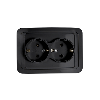 Розетка двойная с заземлением CLASSICO черная 2128B IN HOME в Хабаровске