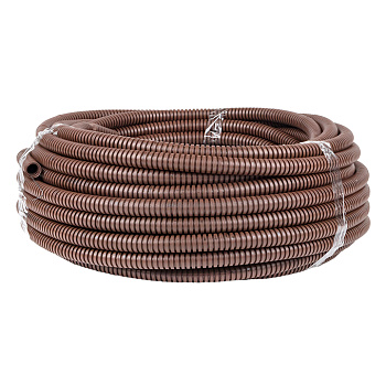 Труба гофрированная ПВХ с протяжкой d=16 мм (25 м) темное дерево Plast EKF в Хабаровске