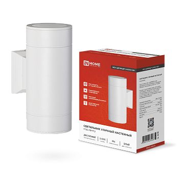 Светильник уличный настенный двусторонний НБУ ЦИЛИНДР-2xGX53-WH алюминиевый белый IP54 IN HOME в Хабаровске