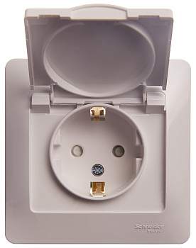 Розетка одинарная Glossa SE с крышкой с заземлением белая в сборе в Хабаровске