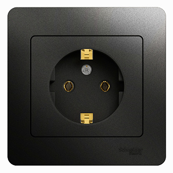 Розетка одинарная Glossa SE антрацит в сборе в Хабаровске