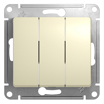 Выключатель трехклавишный Glossa SE бежевый в Хабаровске