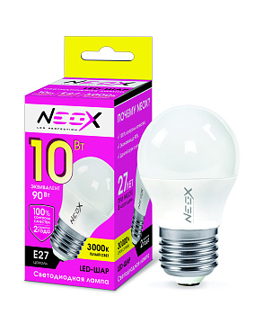 Лампа светодиодная LED-ШАР 10Вт 230В Е27 3000К 800Лм NEOX в Хабаровске