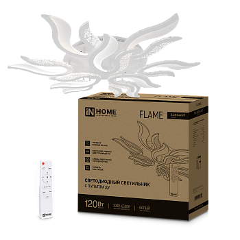 Светильник светодиодный ELEGANT FLAME 120Вт 230В 3000-6500K 8400Лм 1035х895х120мм c пультом ДУ белый IN HOME в Хабаровске