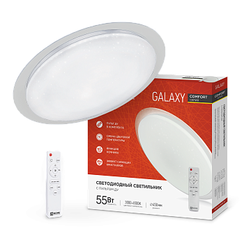 Светильник светодиодный COMFORT GALAXY 55Вт 230В 3000-6500K 4400Лм 455x65мм с пультом ДУ IN HOME в Хабаровске