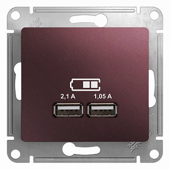 Розетка USB 2100 мА Glossa SE баклажан в #REGION_NAME_DECLINE_PP#