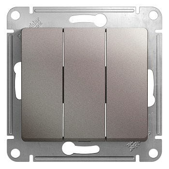 Выключатель трехклавишный GLOSSA Schneider Electric платина в Хабаровске