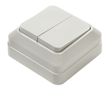 Выключатель двухклавишный BOLLETO белый накладной 7023 IN HOME в Хабаровске