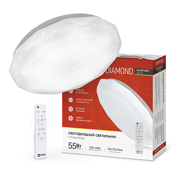 Светильник светодиодный COMFORT DIAMOND 55Вт 230В 3000-6500K 4400Лм 350x90мм с пультом ДУ IN HOME в Хабаровске