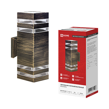 Светильник уличный настенный двусторонний НБУ POLO-S-2хA60-BR алюм бронза IP54 IN HOME в Хабаровске