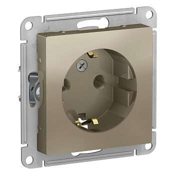 Розетка одинарная AtlasDesign SE с заземлением шампань в Хабаровске