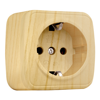 Розетка 1-местная ОП Минск 16А с заземлением светлое дерево EKF в Хабаровске