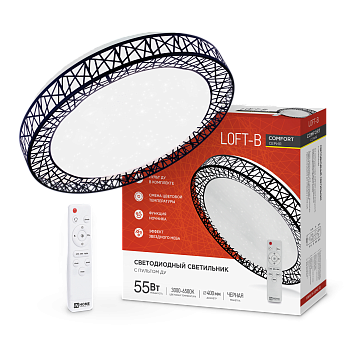 Светильник светодиодный COMFORT LOFT-B 55Вт 230В 3000-6500K 4400Лм 395x105мм с пультом ДУ IN HOME в Хабаровске