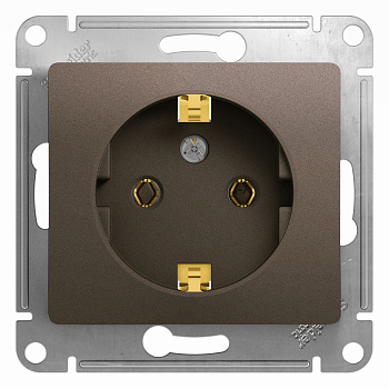 Розетка одинарная Glossa SE с заземлением шоколад в Хабаровске