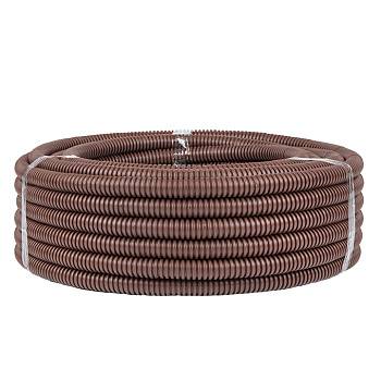 Труба гофрированная ПВХ с протяжкой d=20 мм (25 м) темное дерево Plast EKF в Хабаровске