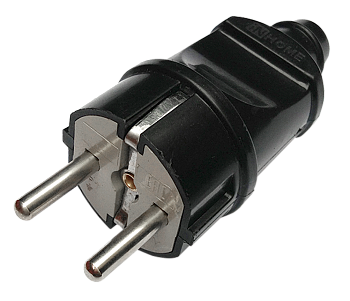 Вилка прямая с заземлением 16А черная 4240 IN HOME в Хабаровске