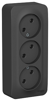 Розетка тройная BLANCA SE накладная с изоляционной пластиной антрацит в Хабаровске