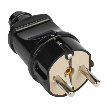 Вилка прямая с заземлением черный 16А 250В EKF PROxima в Хабаровске