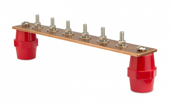 Главная заземляющая шина с изоляторами, 6 подкл., 260мм×40мм×4мм, медь DKC в Хабаровске