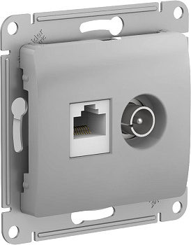 Розетка двойная ТВ+компьютерная RJ45, категории 5Е Glossa SE алюминий в Хабаровске