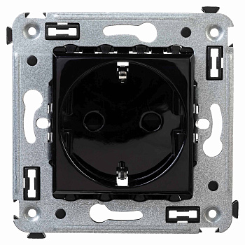 Розетка в стену, 2P+E, с з/ш, Avanti "Черный квадрат" DKC в Хабаровске