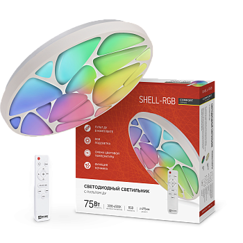 Светильник светодиодный COMFORT SHELL-RGB 75Вт 230В 3000-6500K 6000Лм 500x80мм с пультом ДУ IN HOME в Хабаровске