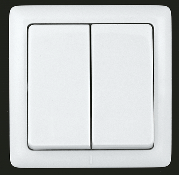 Выключатель двухклавишный ХИТ SE накладной белый в Хабаровске