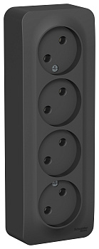 Розетка четырехместная BLANCA SE накладная с изоляционной пластиной антрацит в Хабаровске