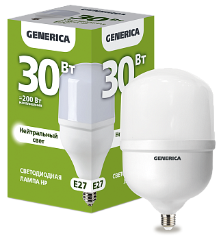 Лампа LED HP 30Вт 230В 4000К E27 GENERICA в #REGION_NAME_DECLINE_PP#