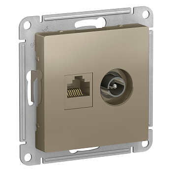 Розетка двойная ТВ+компьютерная AtlasDesign SE шампань в Хабаровске