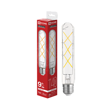 Лампа светодиодная LED-T30-deco 9Вт 230В Е27 4000К 1140Лм 225мм прозрачная IN HOME в Хабаровске